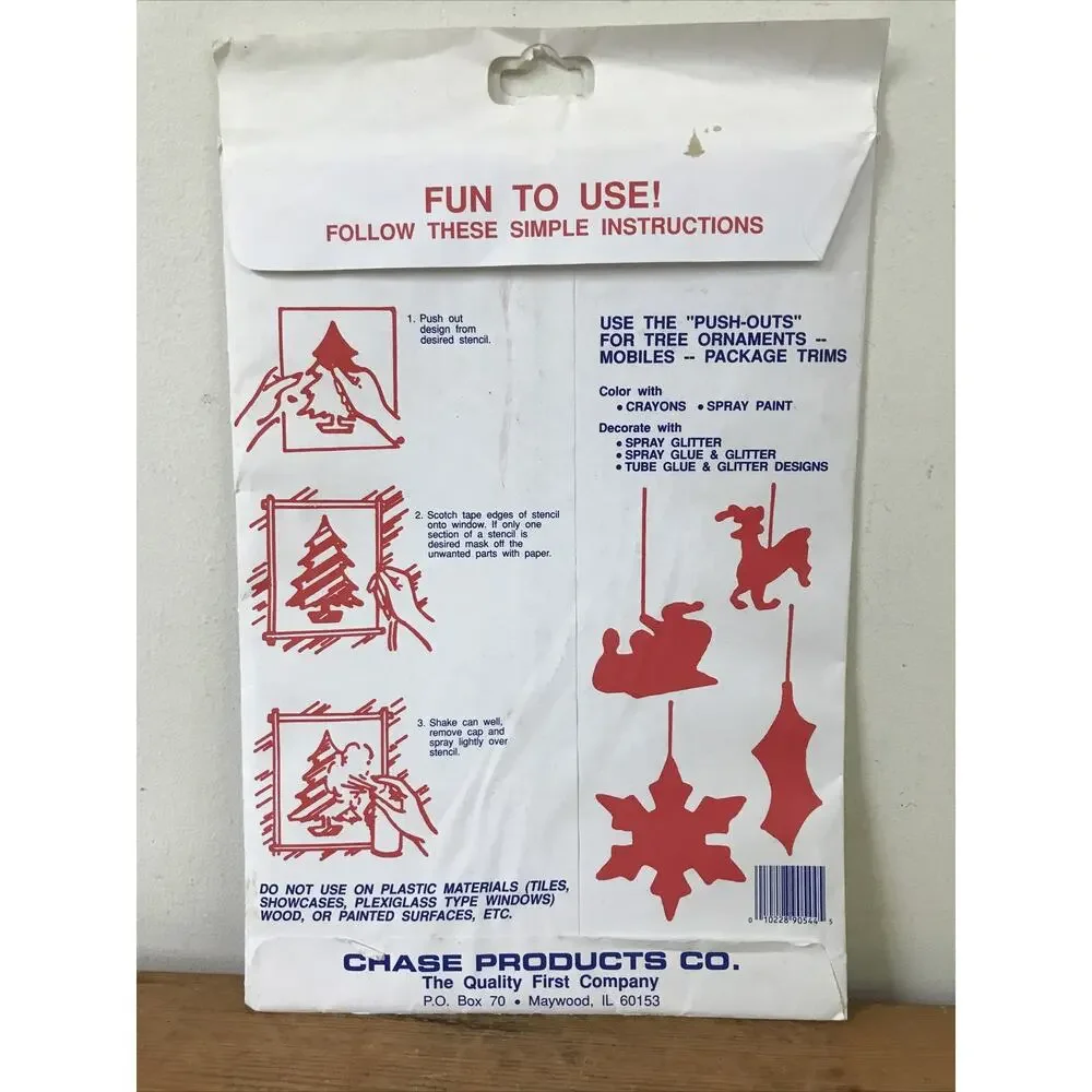 VIntage 70s 80s Santa 32 Holiday Winter Christmas Craft Stencils Chase Products
